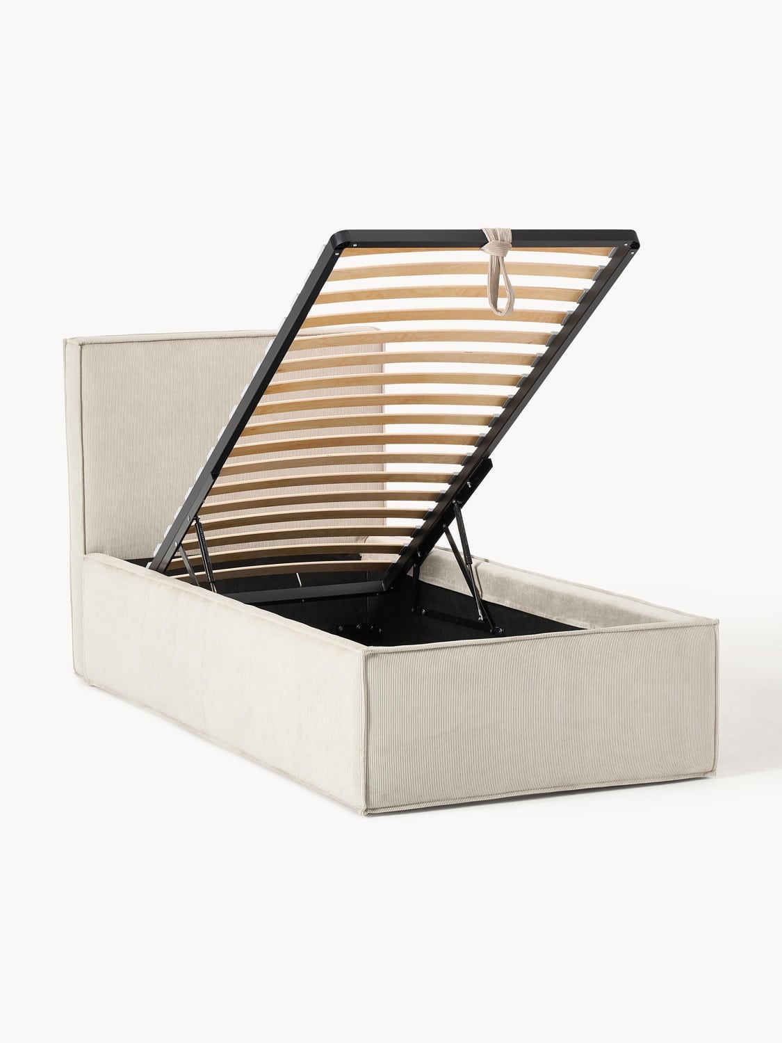 Dream Corduroy-Single Bed with Storage — Off-White