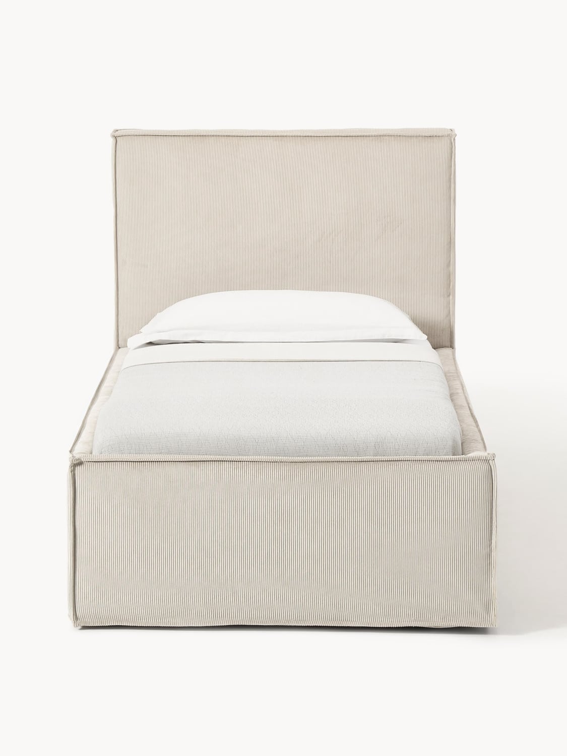 Dream Corduroy-Single Bed with Storage — Off-White