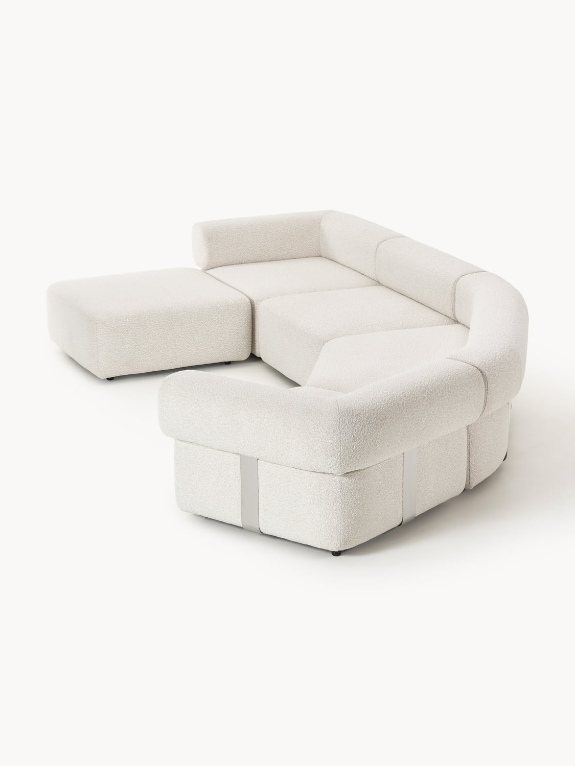 Anton Large Modular Bouclé Sofa with Ottoman (left/right) — Light Grey