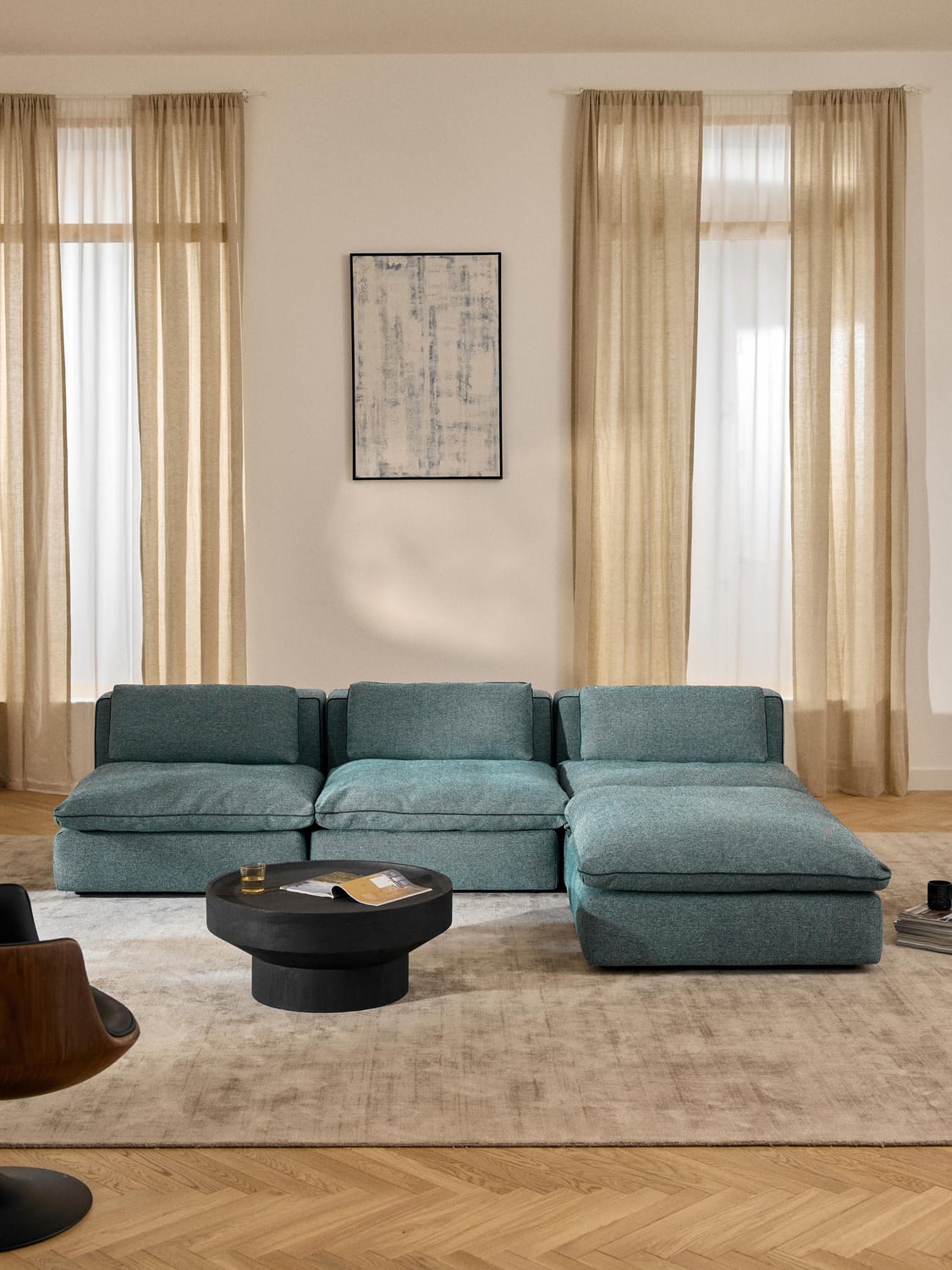Felix Modular Sofa with Ottoman (left/right) — Teal