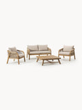 Lu Garden Lounge Set in Acacia, set of 4 — Oatmeal