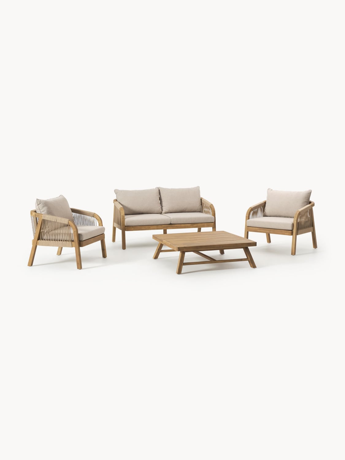 Lu Garden Lounge Set in Acacia, set of 4 — Oatmeal