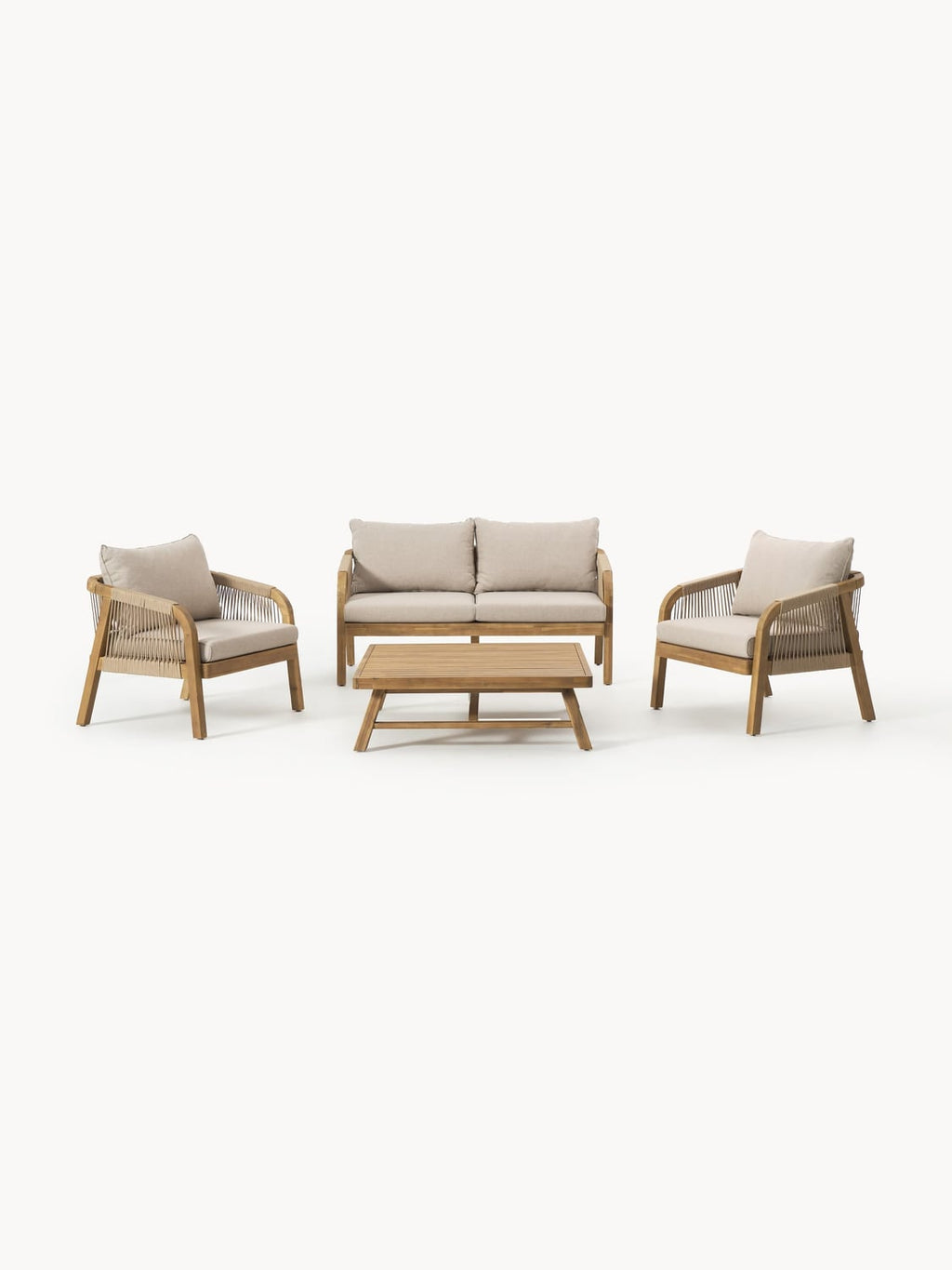 Lu Garden Lounge Set in Acacia, set of 4 — Oatmeal