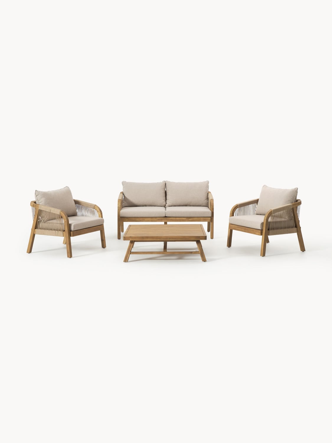 Lu Garden Lounge Set in Acacia, set of 4 — Oatmeal