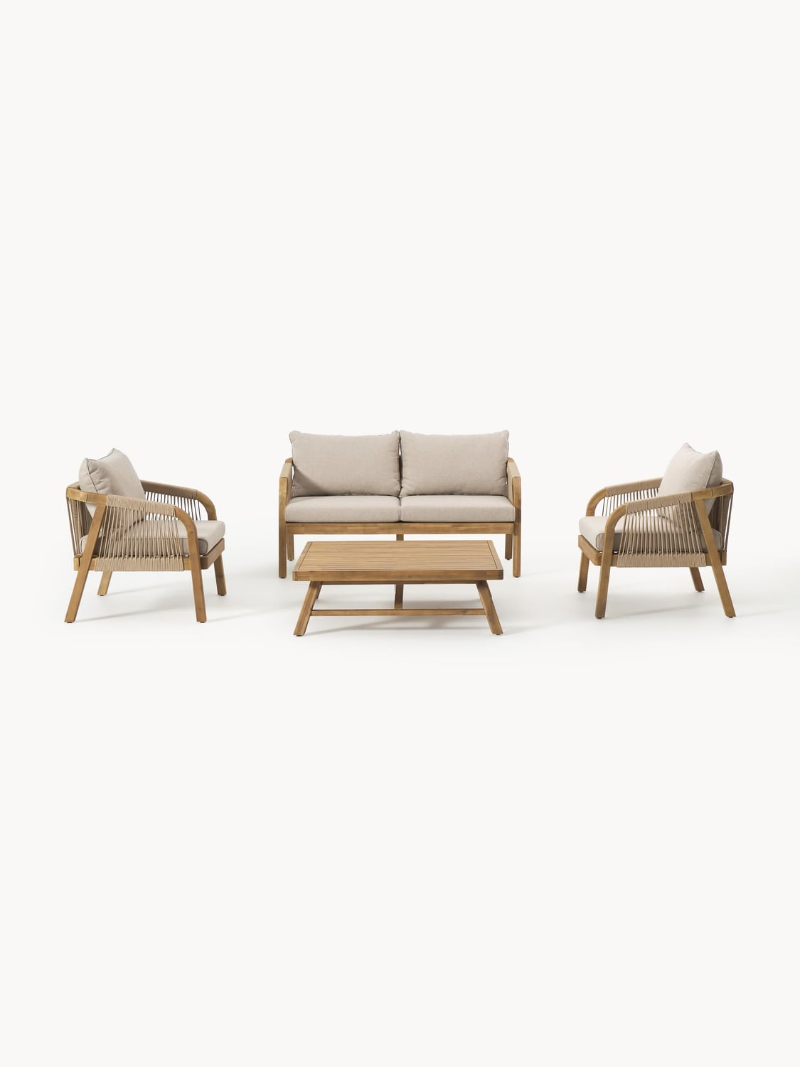 Lu Garden Lounge Set in Acacia, set of 4 — Oatmeal