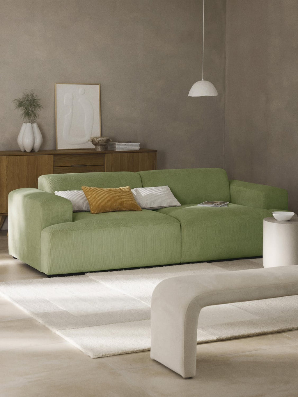 Melva Corduroy-Sofa (3-seater) — Taupe