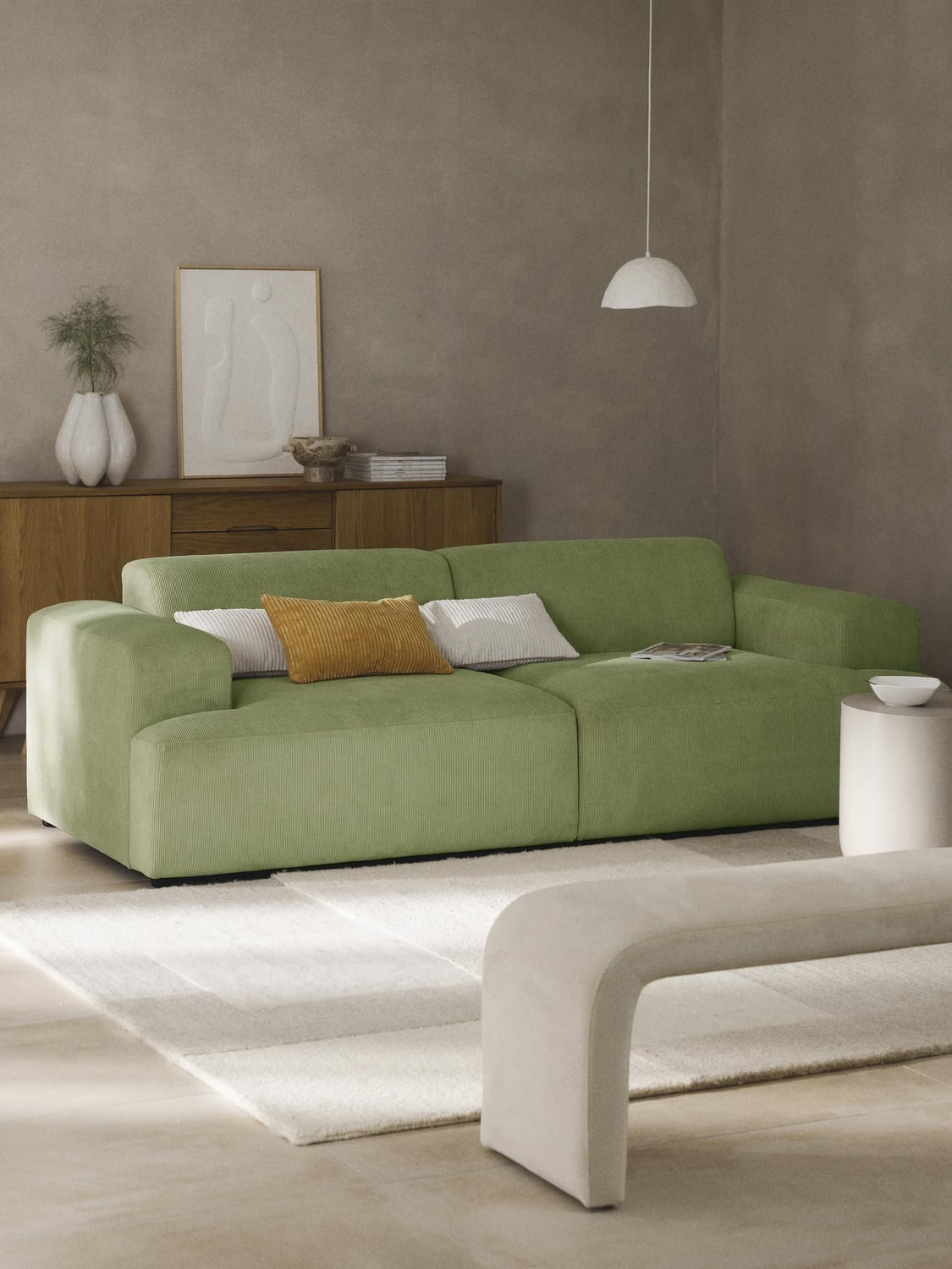 Melva Corduroy-Sofa (3-seater) — Taupe