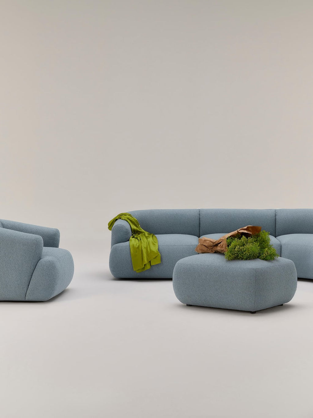 Sofia Bouclé Ottoman — Grey