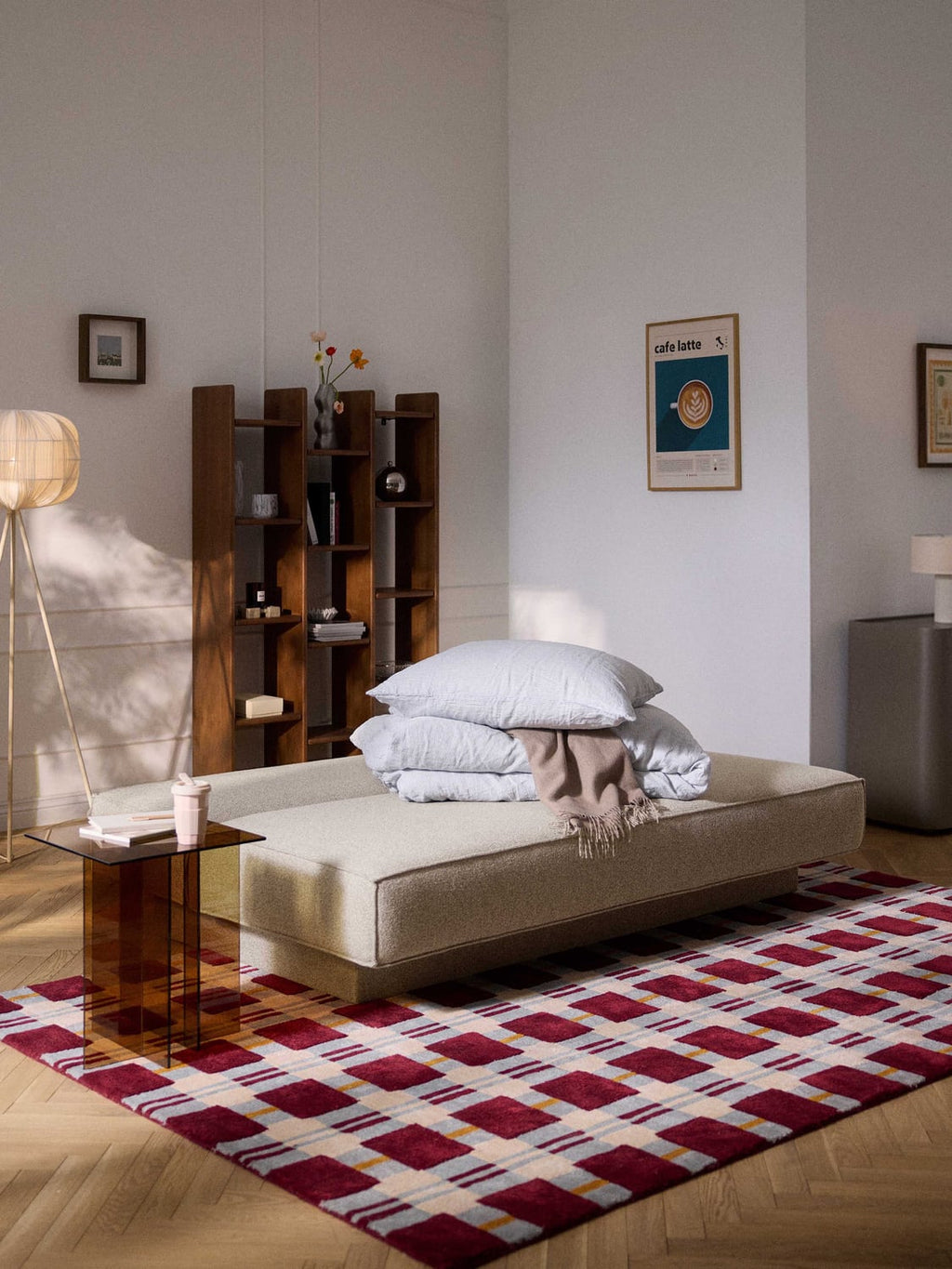 David Bouclé-Sofa Bed with Storage — Warm Grey
