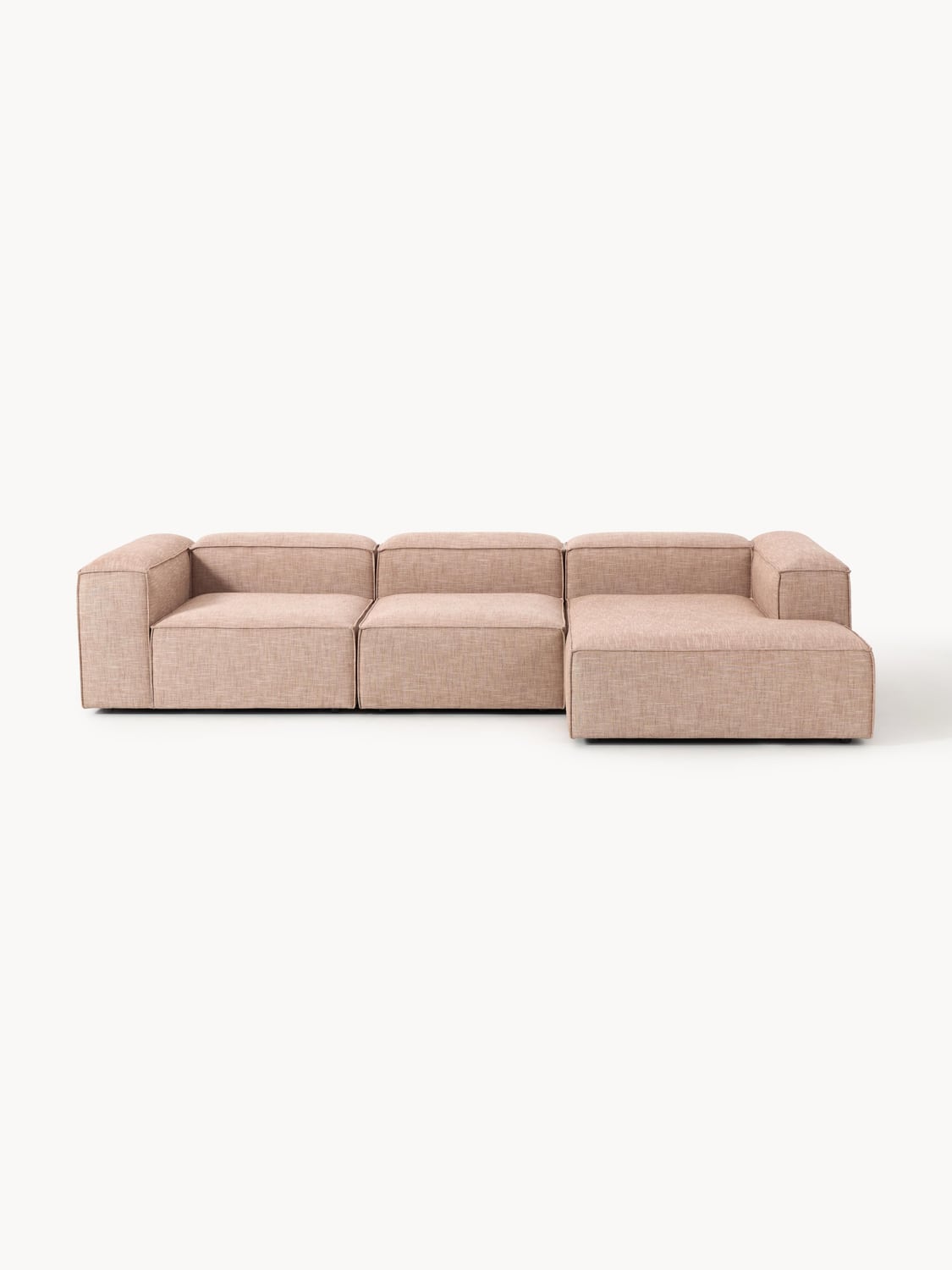 Lennon Modular Corner Sofa (4-seater) in Linen Blend — Pink