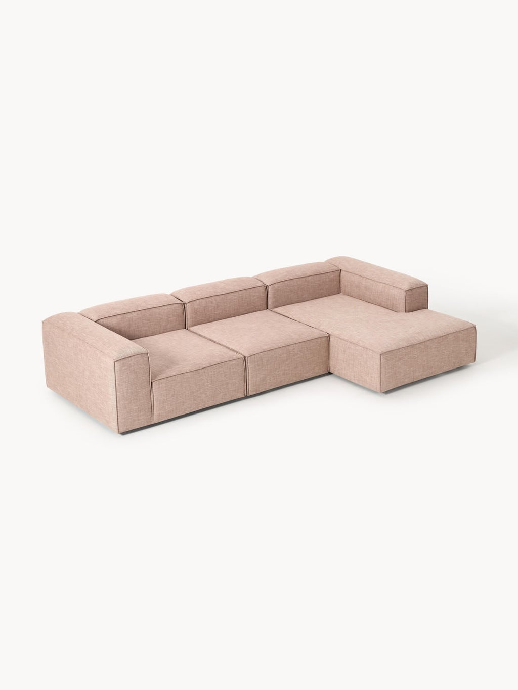 Lennon Modular Corner Sofa (4-seater) in Linen Blend — Pink