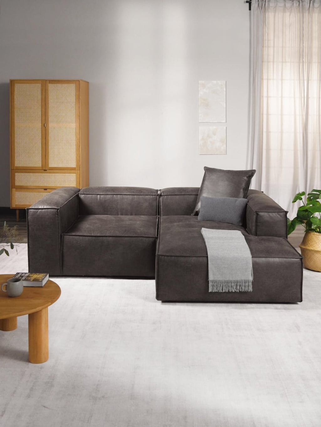 Lennon Modular Corner Sofa (2-seater) in Leather — Green