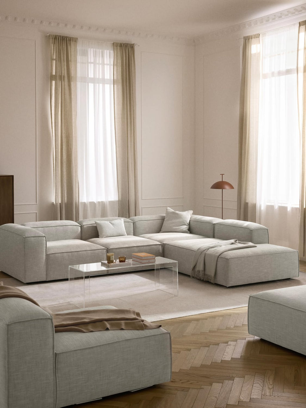 Lennon Modular XL Corner Sofa (4-seater) in Linen Blend — Oatmeal