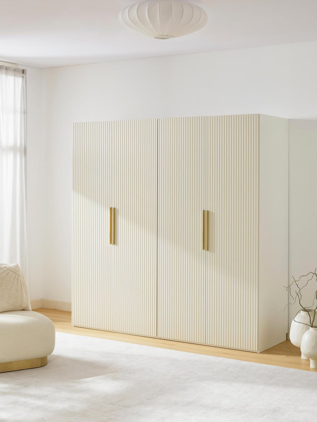 Simone Modular Hinged-Door Wardrobe, 200 cm Width, in various sizes — Light Grey