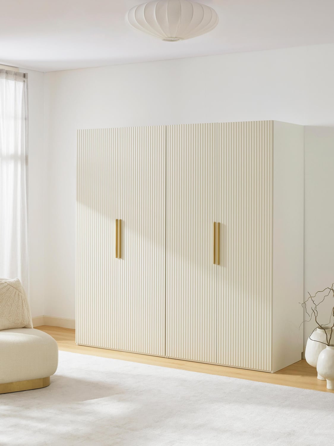Simone Modular Hinged-Door Wardrobe, 200 cm Width, in various sizes — Light Grey