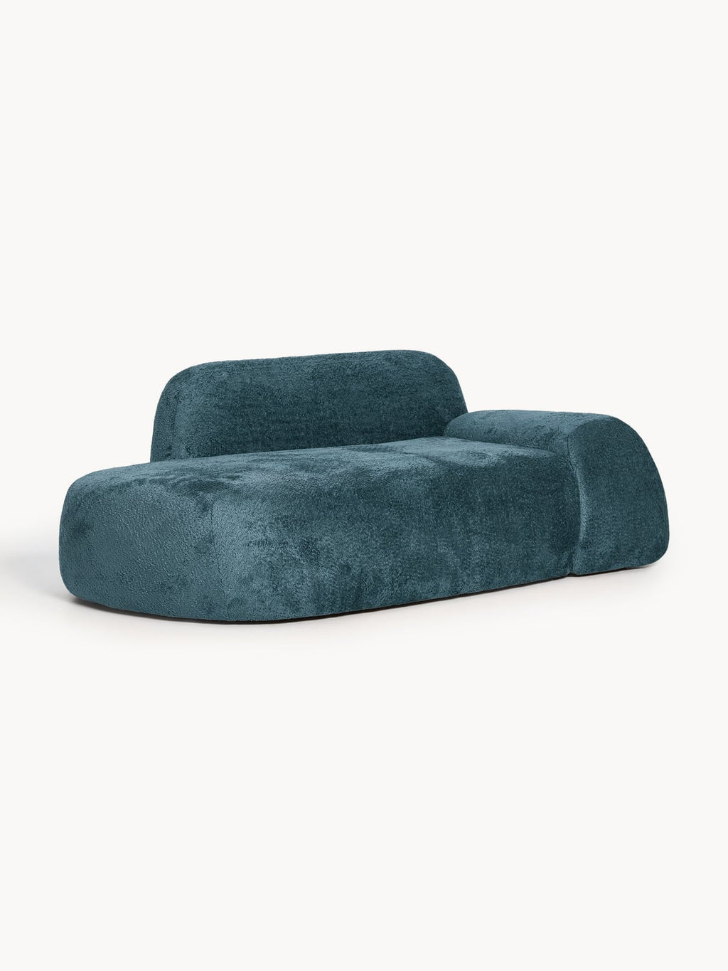 Wolke Teddy Bouclé Sofa (2-seater) with Chaise Longue — Teal