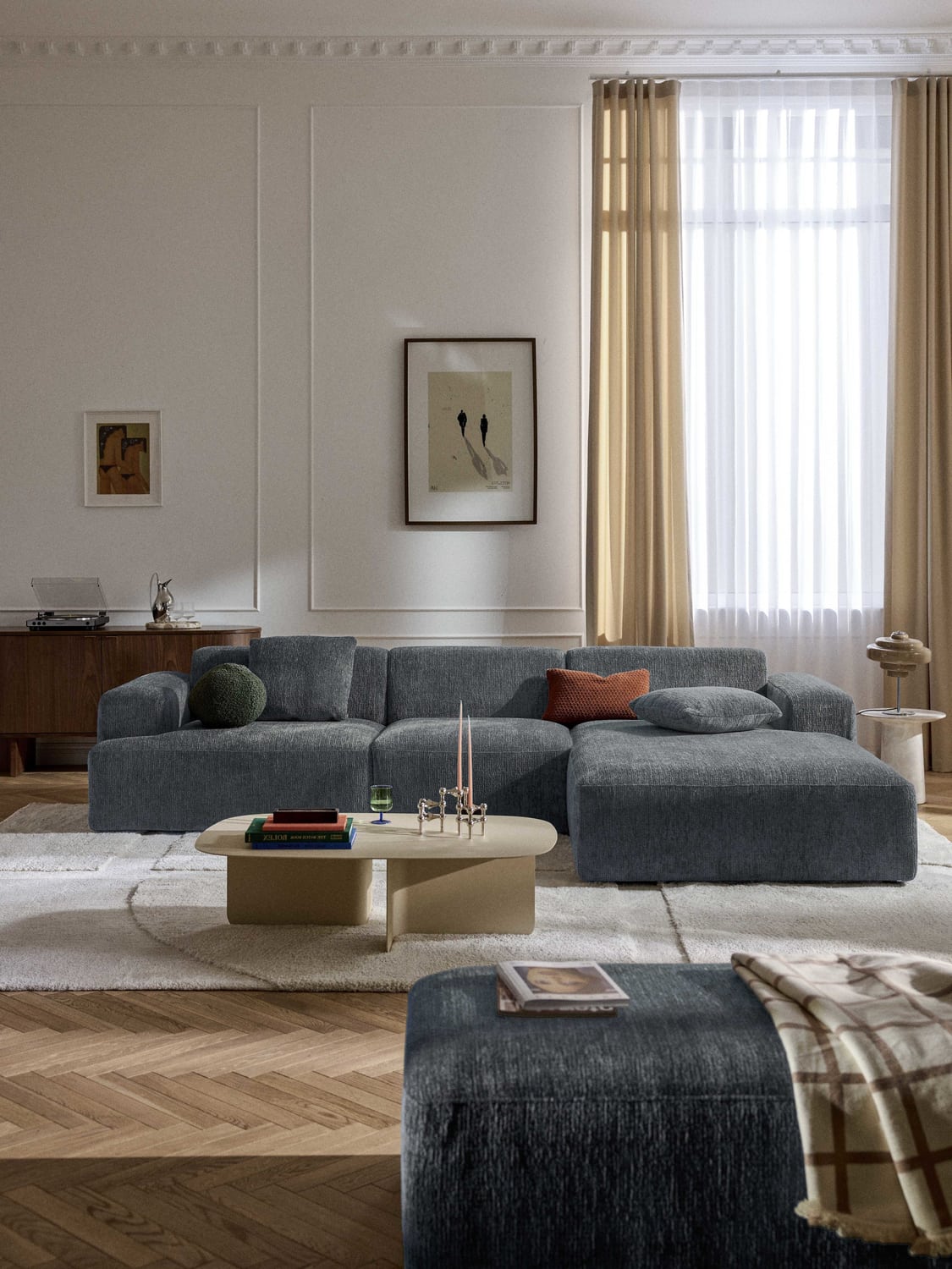 Melva Corner Sofa (4-seater) — Dark Grey