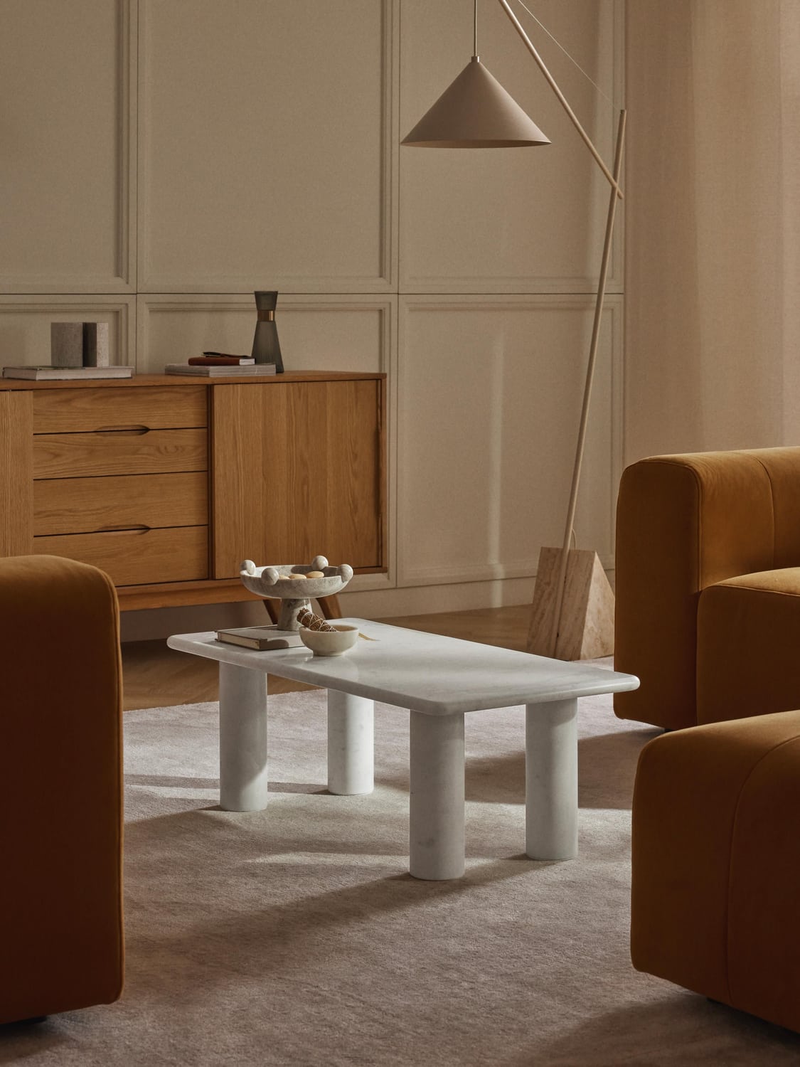 Mabel Marble-Coffee Table — Light Grey