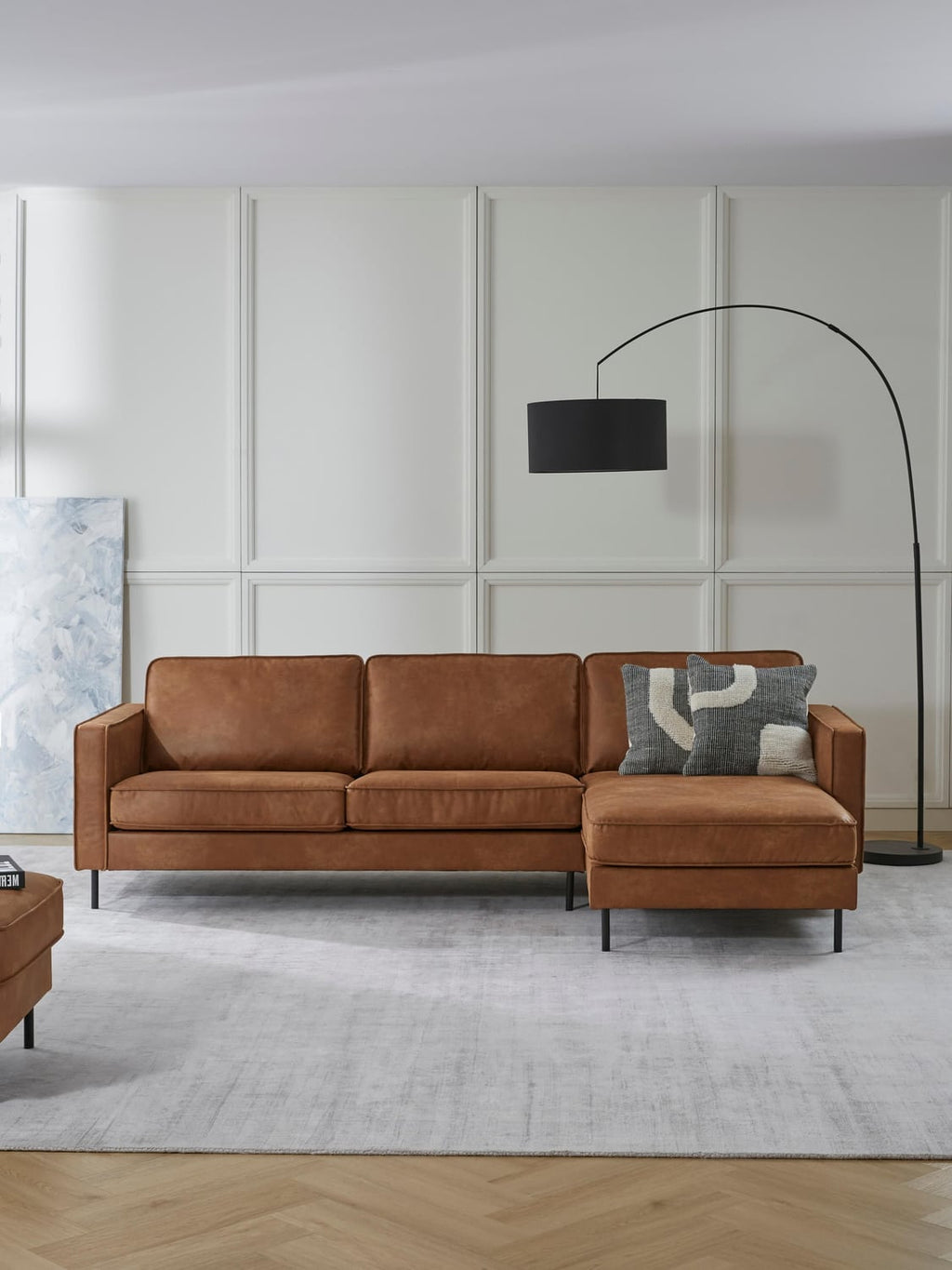 Hunter Leather-Corner Sofa (3-seater) — Camel