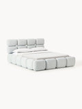 Tayla Upholstered Bed in Bouclé with Storage — Pearl Grey