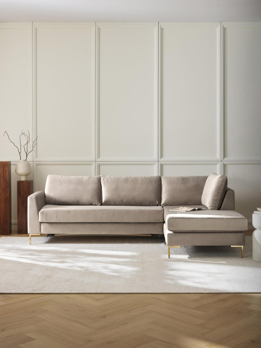 Luna Velvet-Sofa Bed with Mattress, 3-seater
