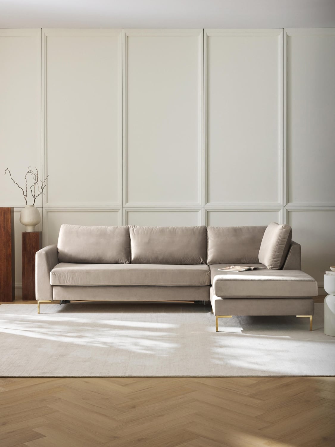 Luna Velvet-Sofa Bed with Mattress, 3-seater