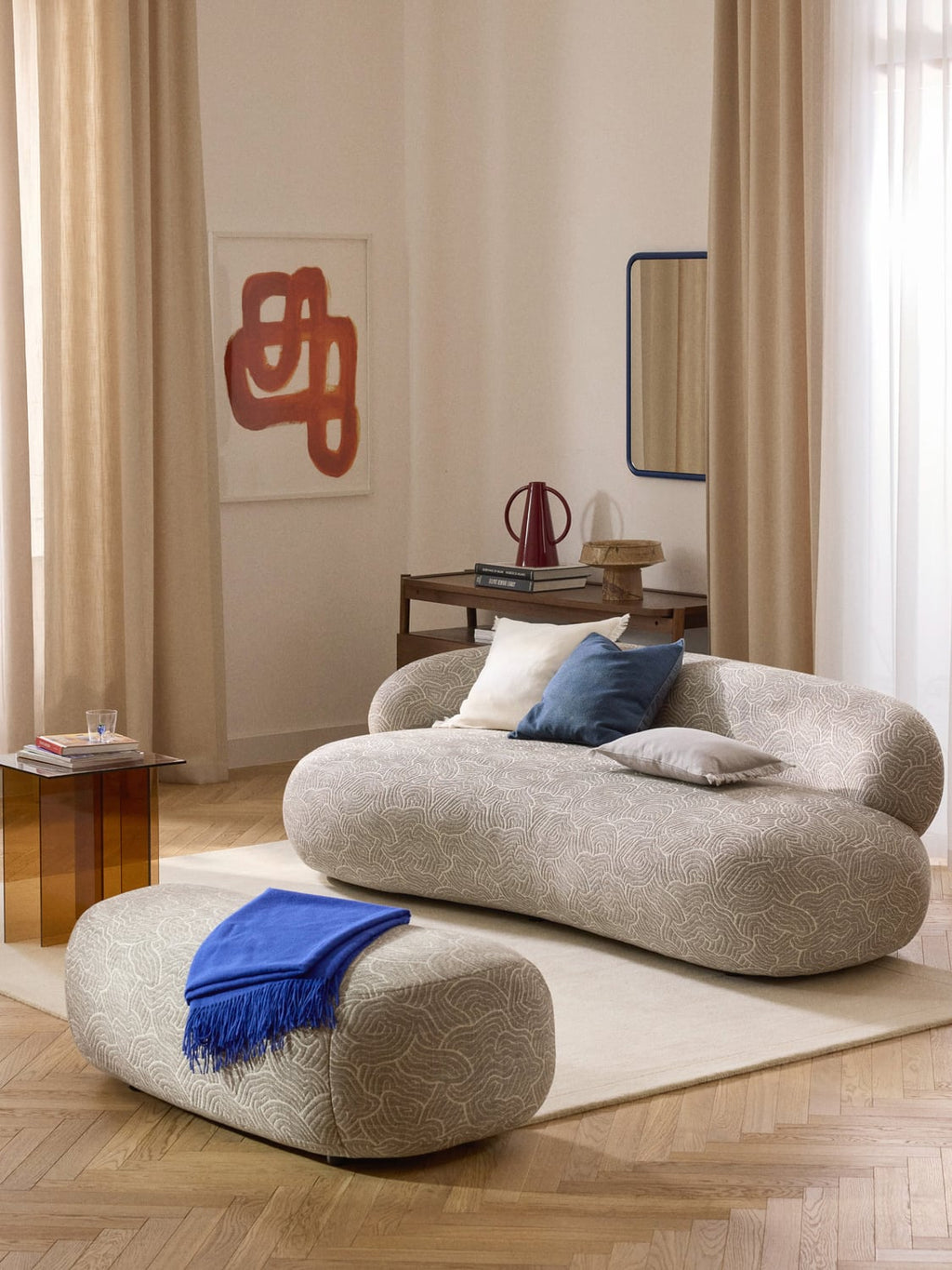 Alba XL Sofa Ottoman — Warm Grey