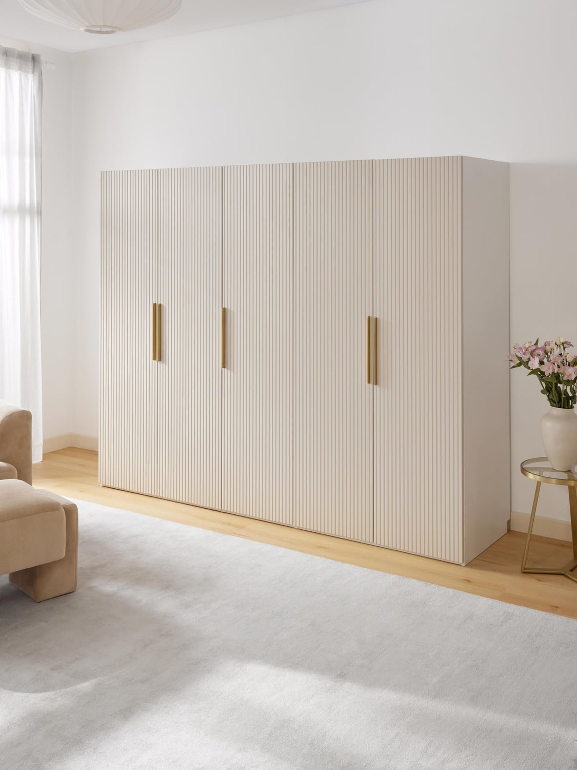Simone Modular Hinged-Door Wardrobe, 250 cm Width, in various sizes — Light Grey
