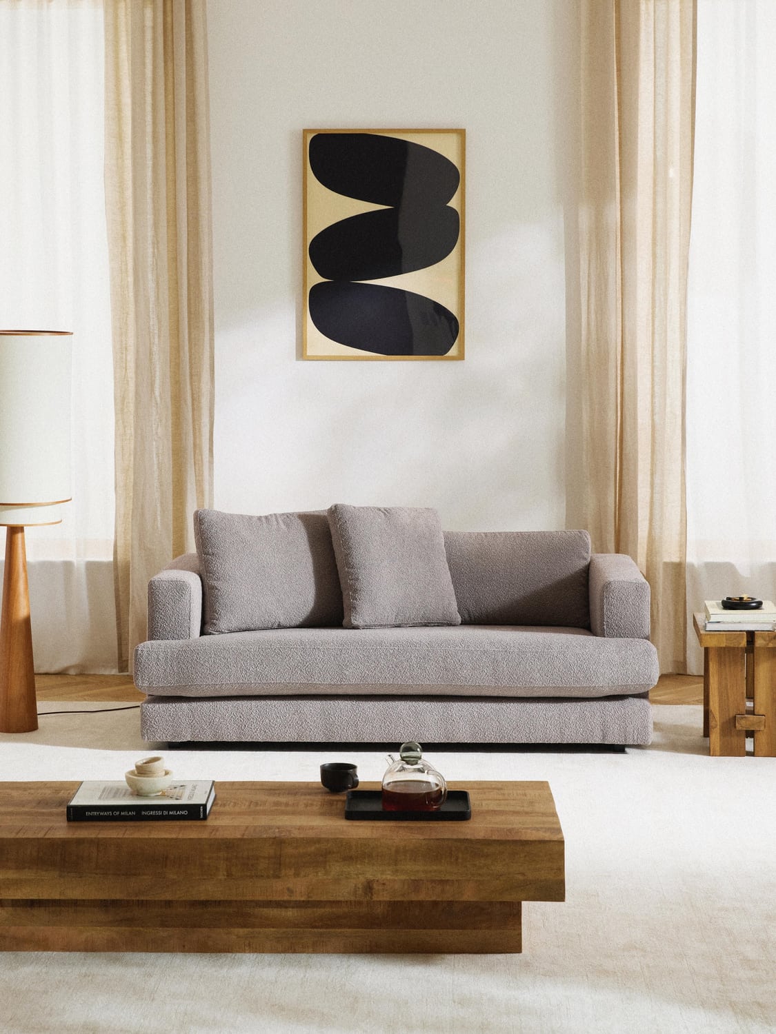 Tribeca Bouclé Sofa (2-seater) — Grey