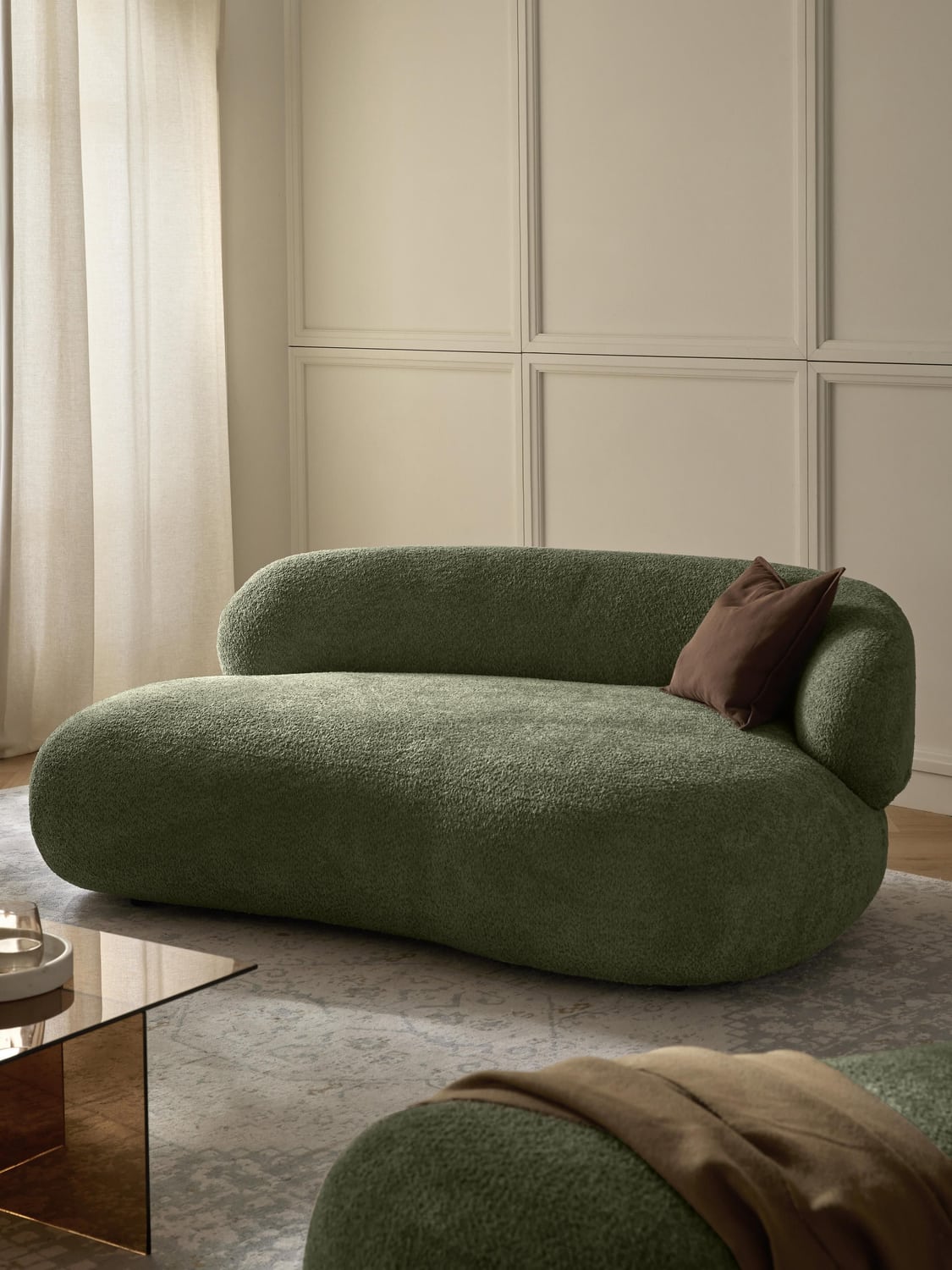 Alba Sofa (2-seater) in Teddy Bouclé — Green