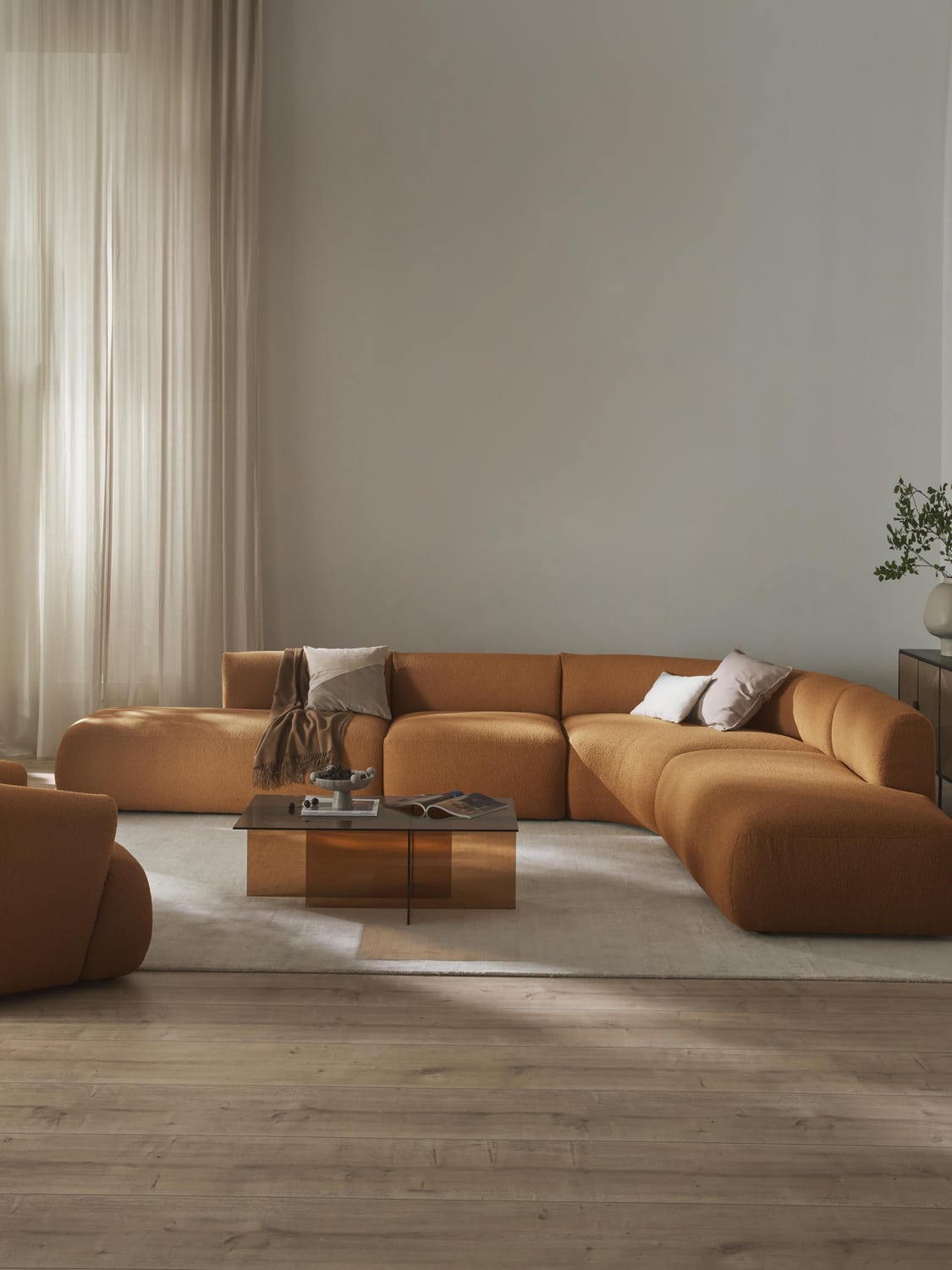 Sofia Modular Bouclé Corner Sofa (4-seater) — Caramel