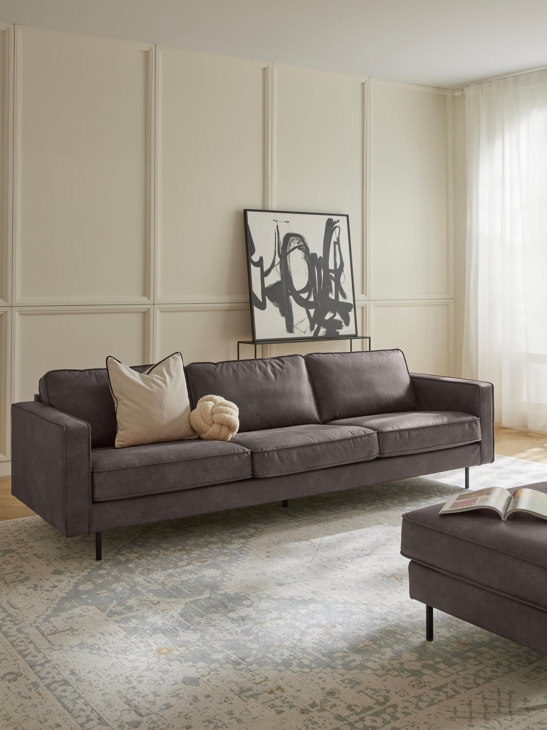 Hunter Leather-Sofa (3-seater) — Forest Green