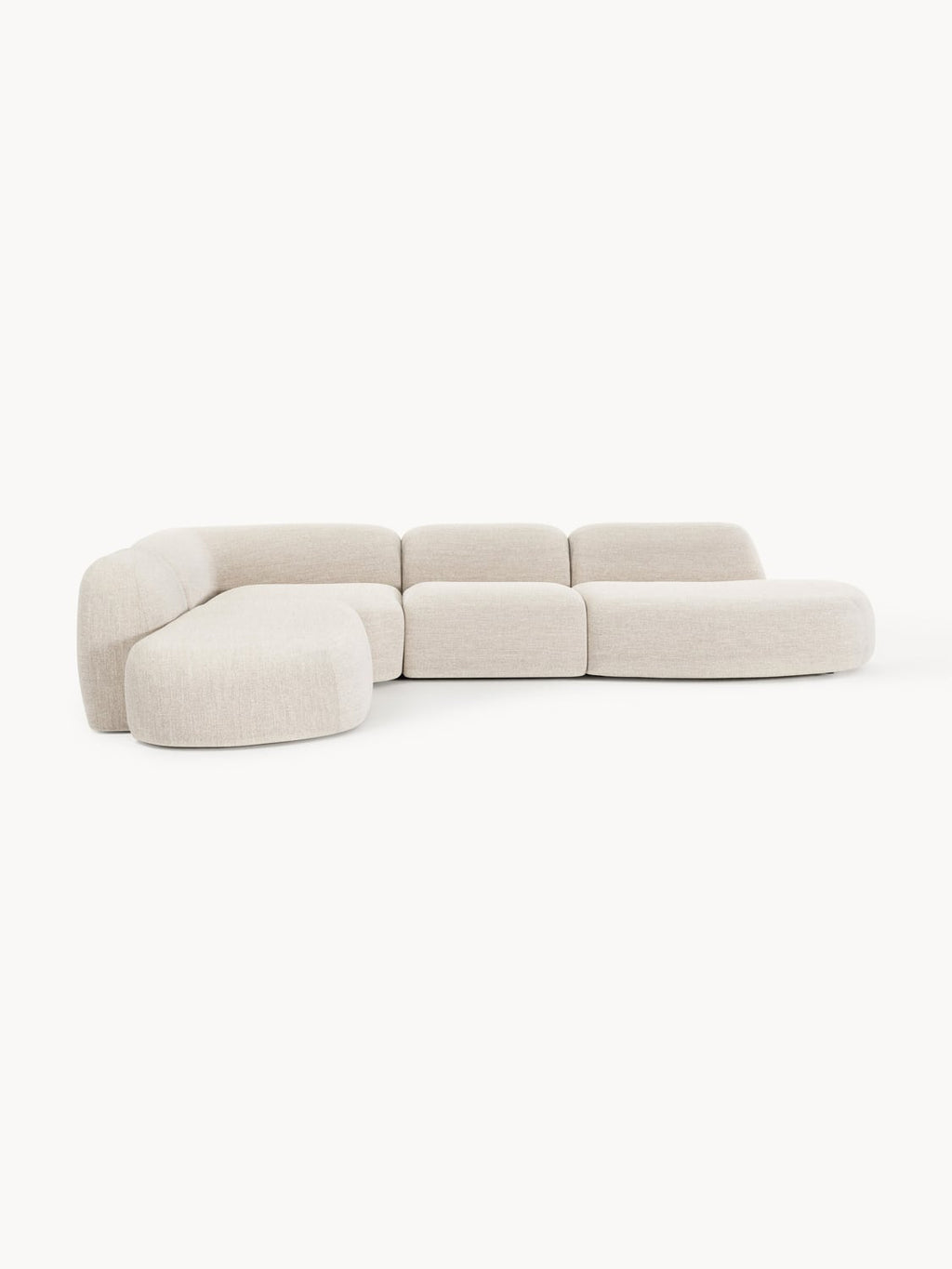 Wolke Modular Bouclé-XL Corner Sofa with Chaise Longue — Blush