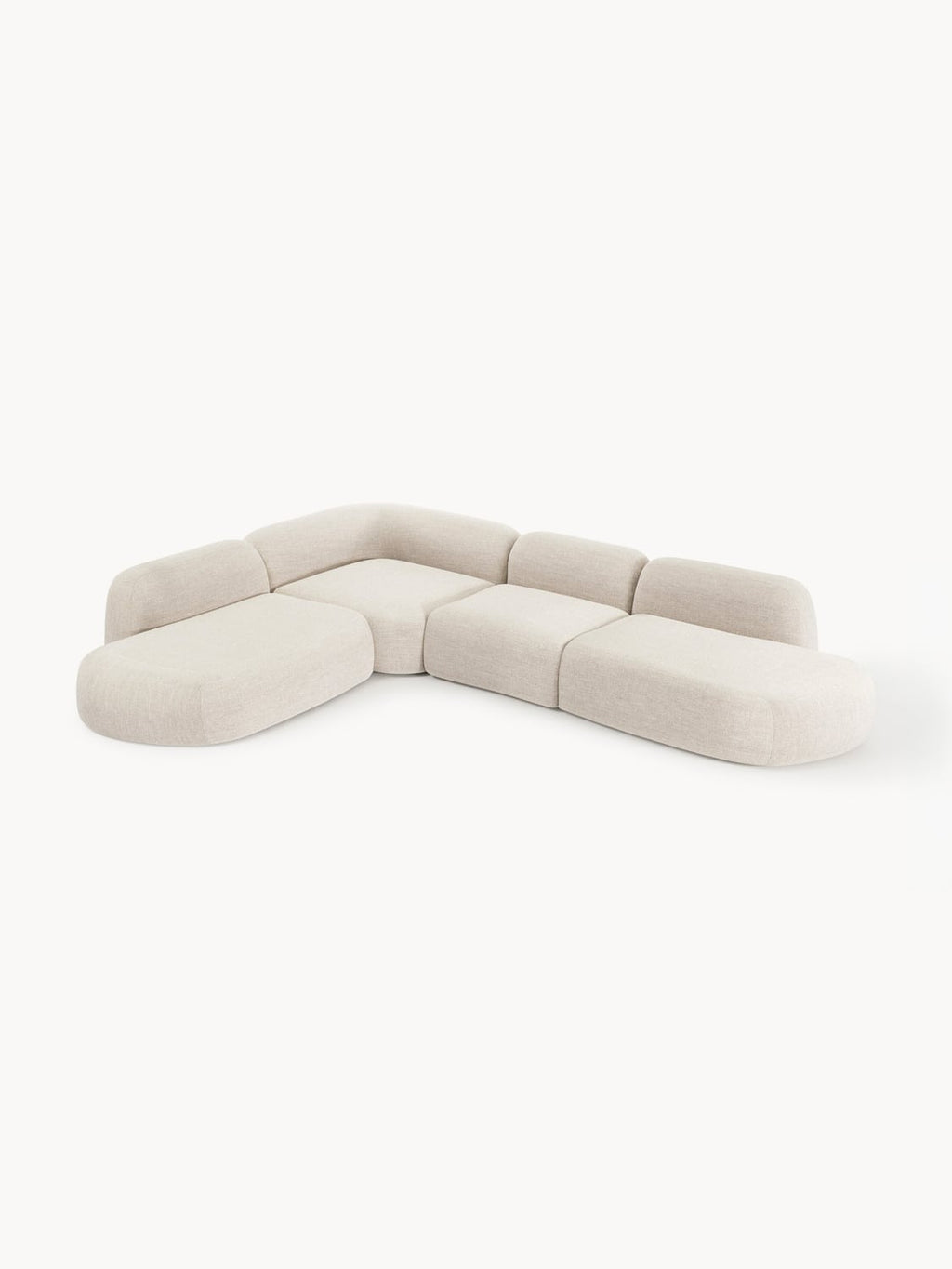 Wolke Modular Bouclé-XL Corner Sofa with Chaise Longue — Blush