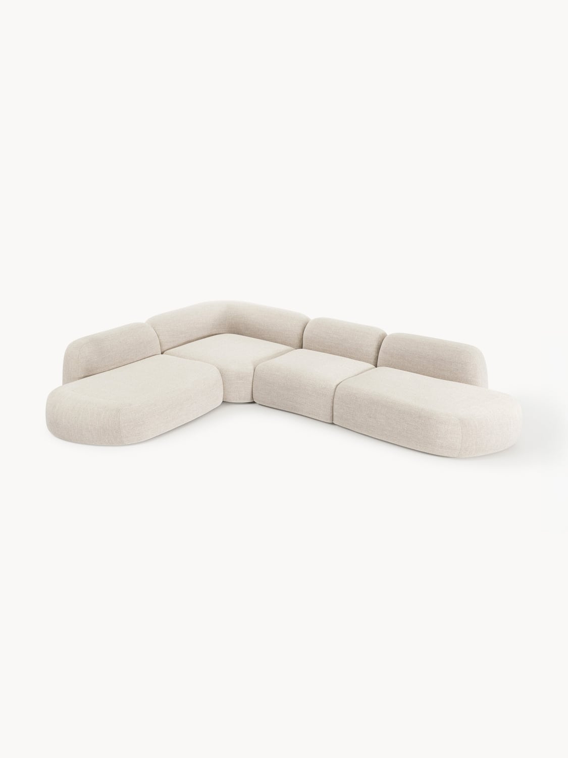 Wolke Modular Bouclé-XL Corner Sofa with Chaise Longue — Blush
