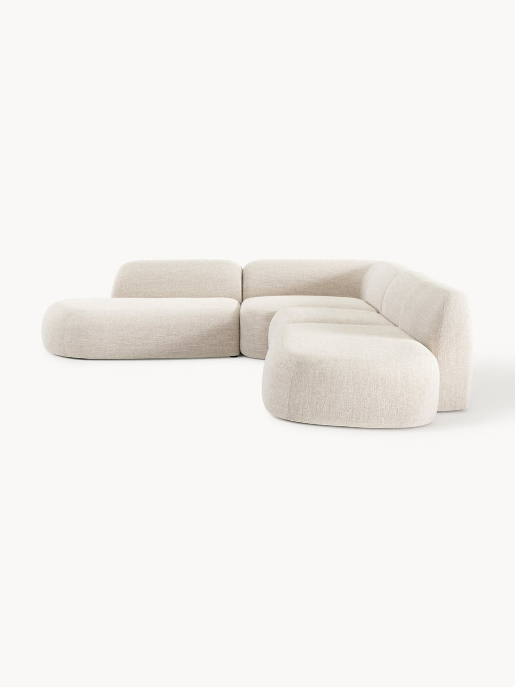 Wolke Modular Bouclé-XL Corner Sofa with Chaise Longue — Blush