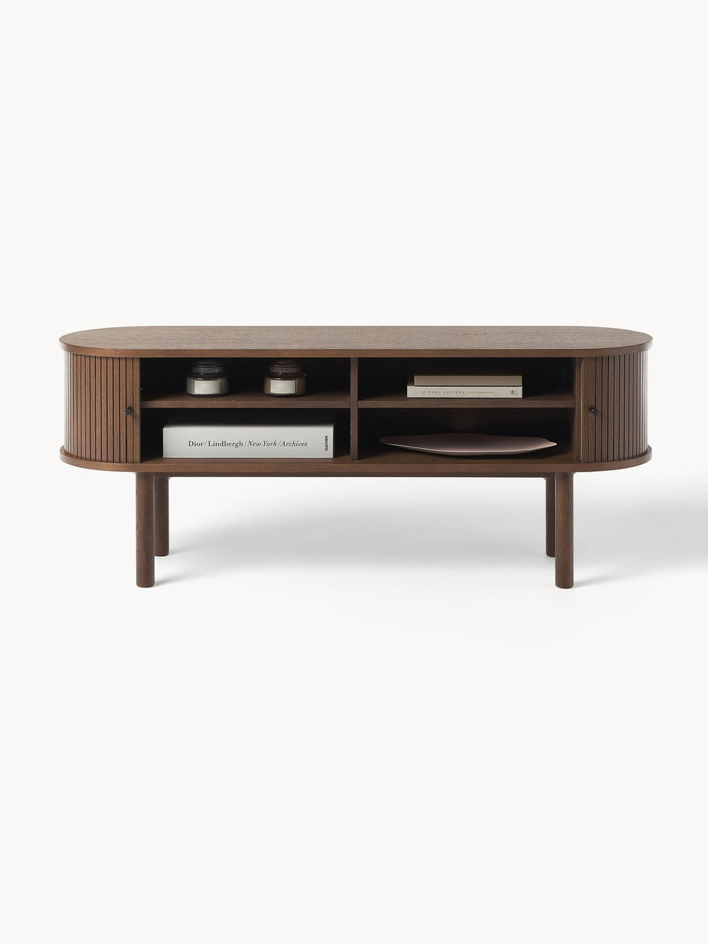 Calary Lowboard with Fluted Front — Taupe