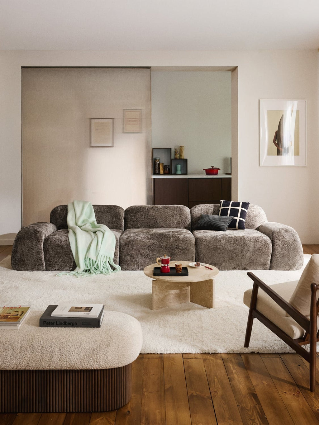 Wolke Modular Teddy Bouclé Sofa (4-seater) — Taupe