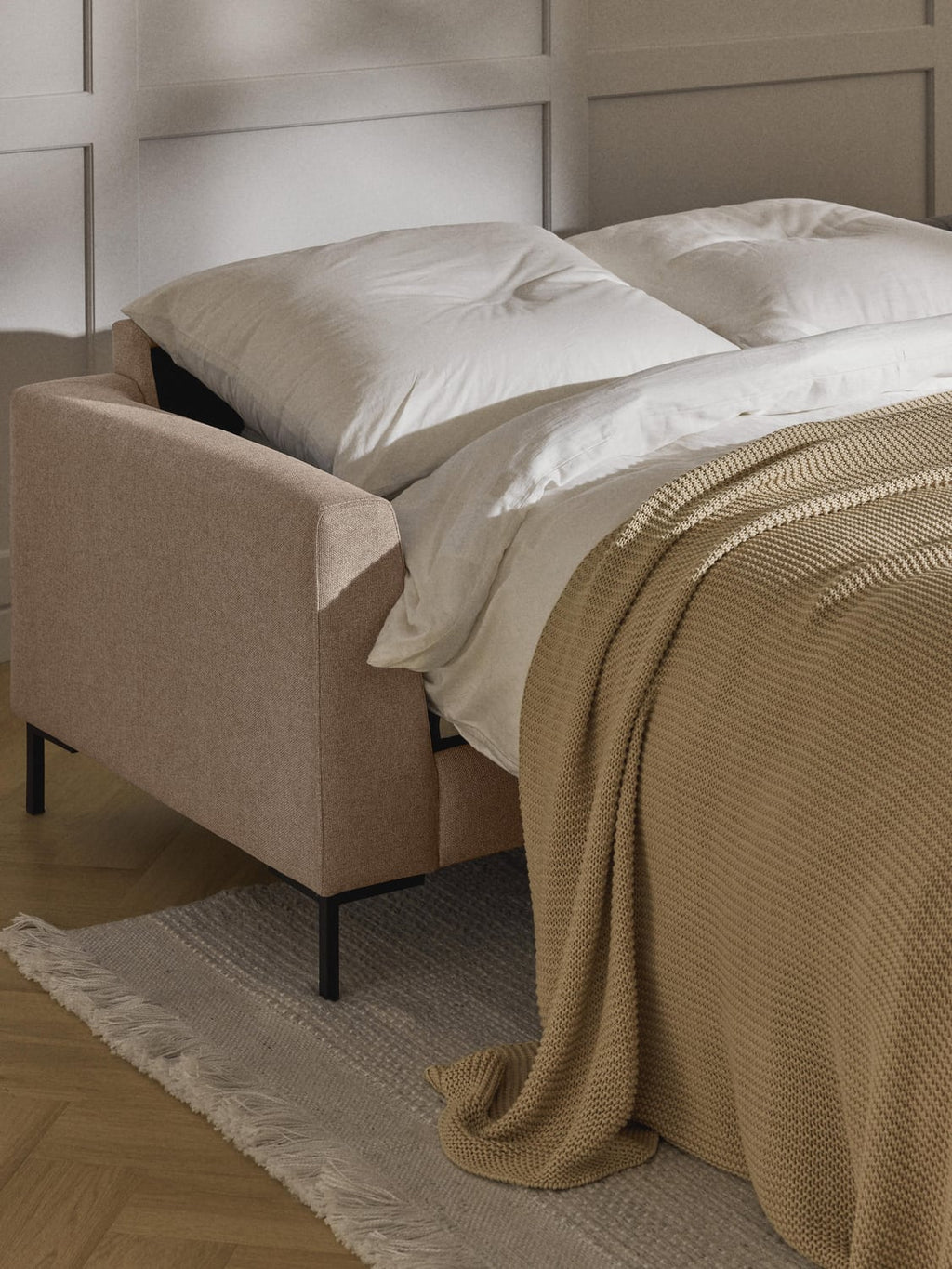 Luna Sofa Bed with Mattress, 3-seater — Taupe