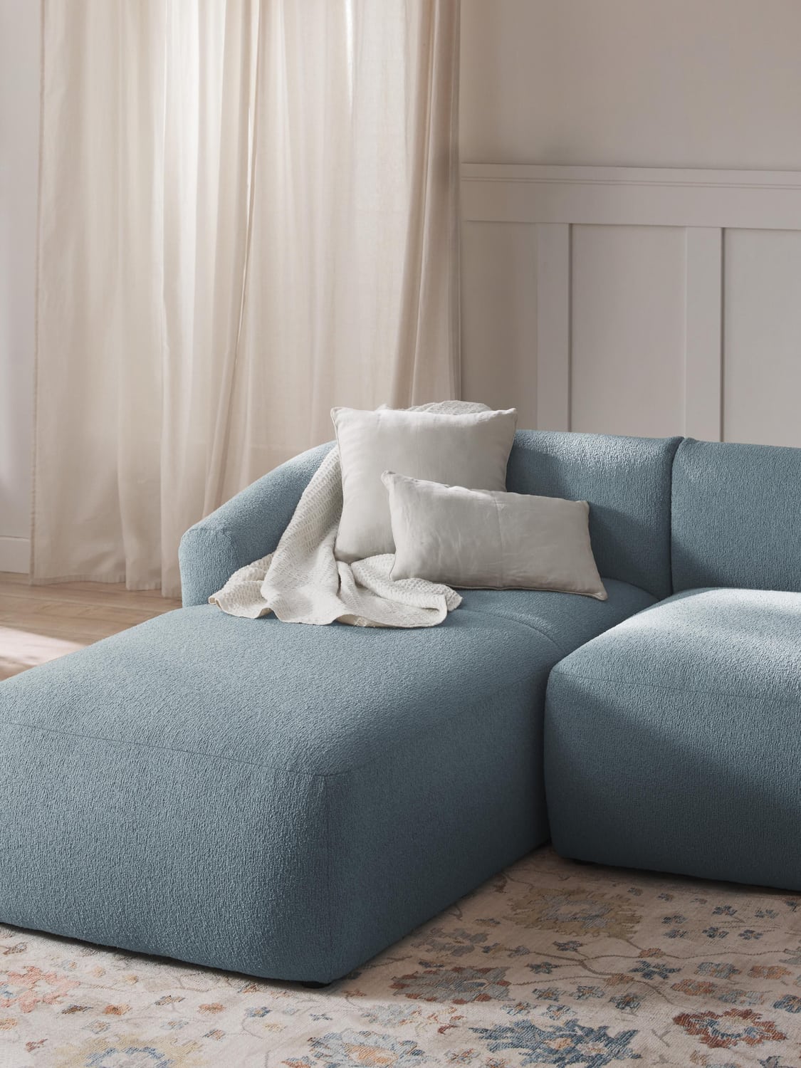 Sofia Bouclé-Chaise-Corner Module — Grey