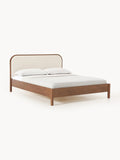 Jones Wooden Bed with Headboard in Bouclé — Oatmeal