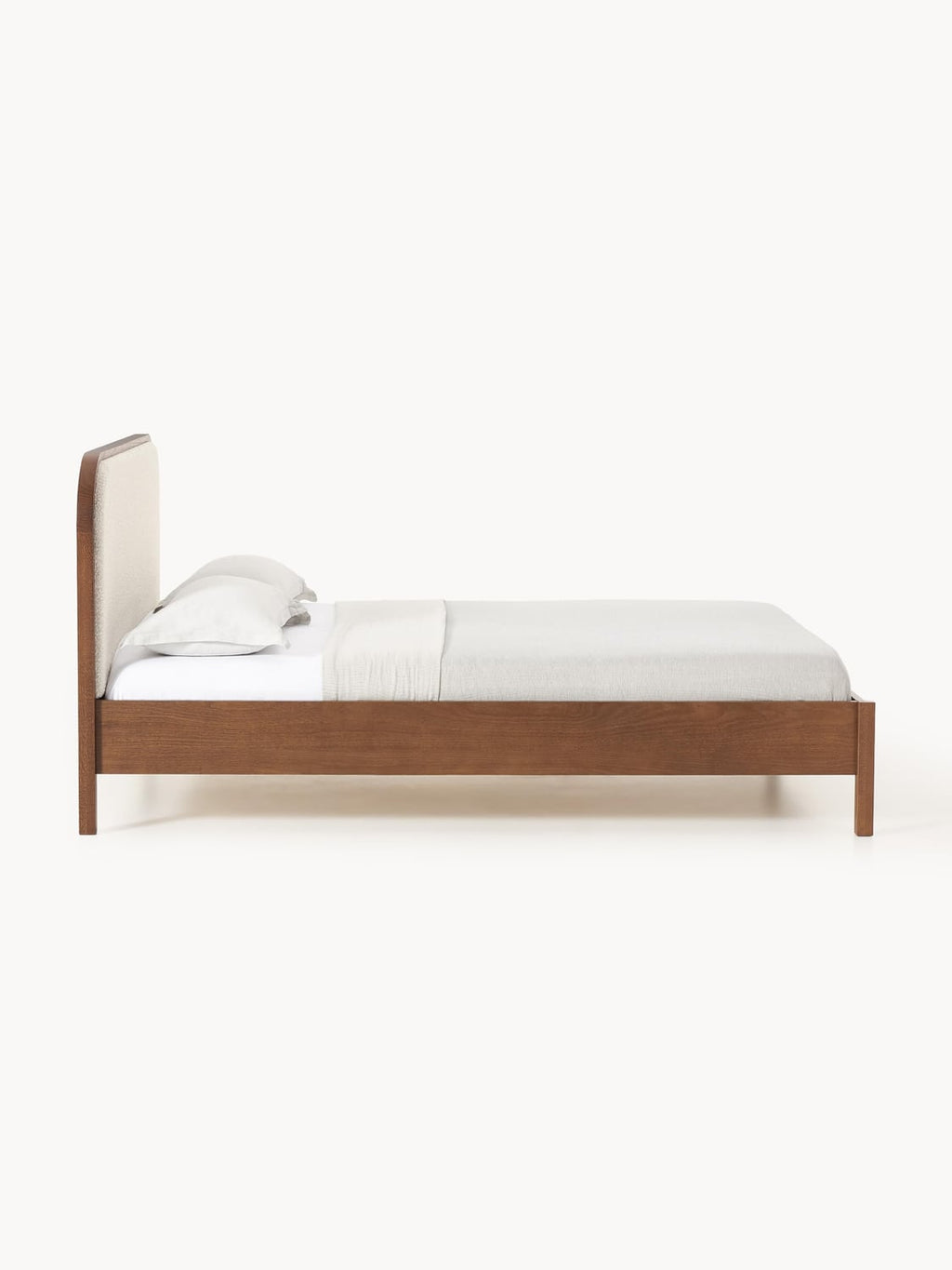 Jones Wooden Bed with Headboard in Bouclé — Oatmeal
