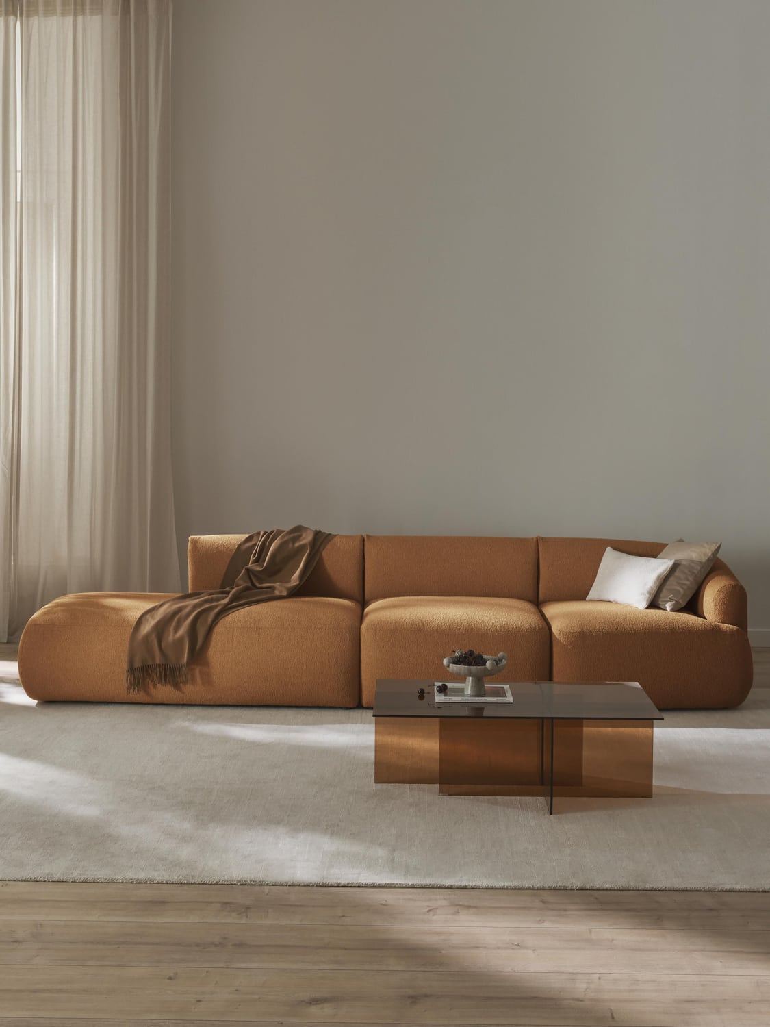 Sofia Modular Bouclé-Chaise (2-seater) — Terracotta