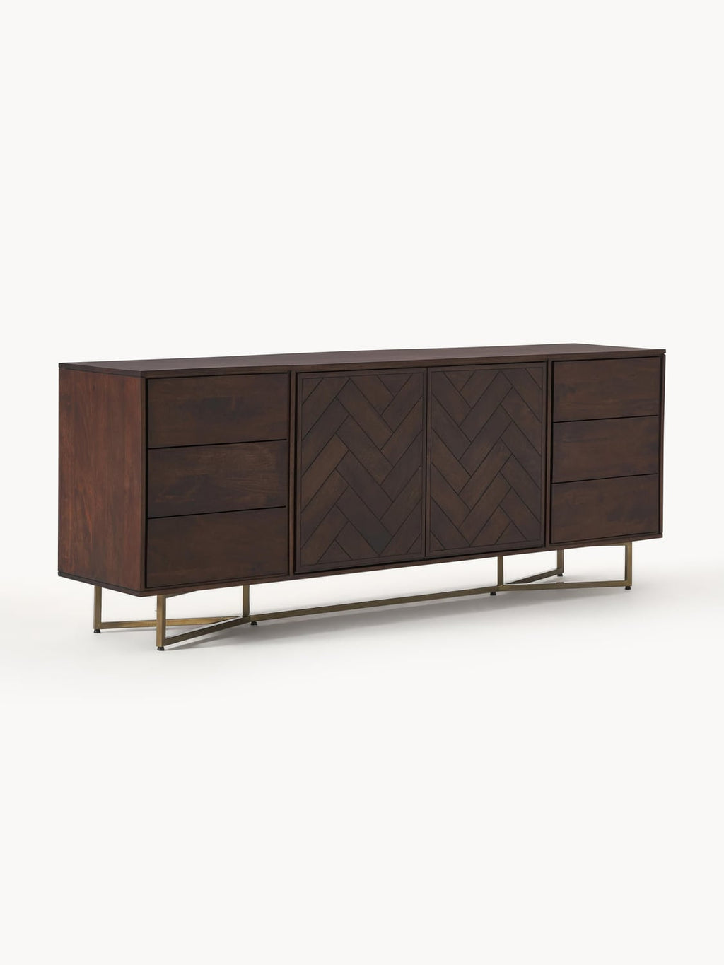 Luca XL-Sideboard in Mango Wood with Herringbone Pattern