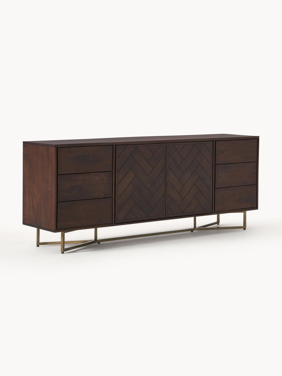Luca XL-Sideboard in Mango Wood with Herringbone Pattern