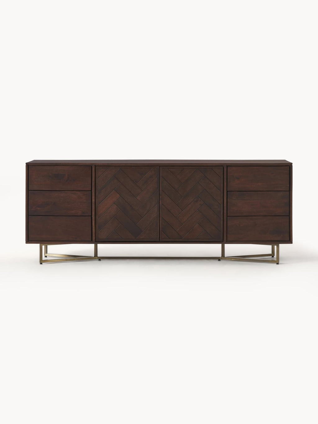 Luca XL-Sideboard in Mango Wood with Herringbone Pattern