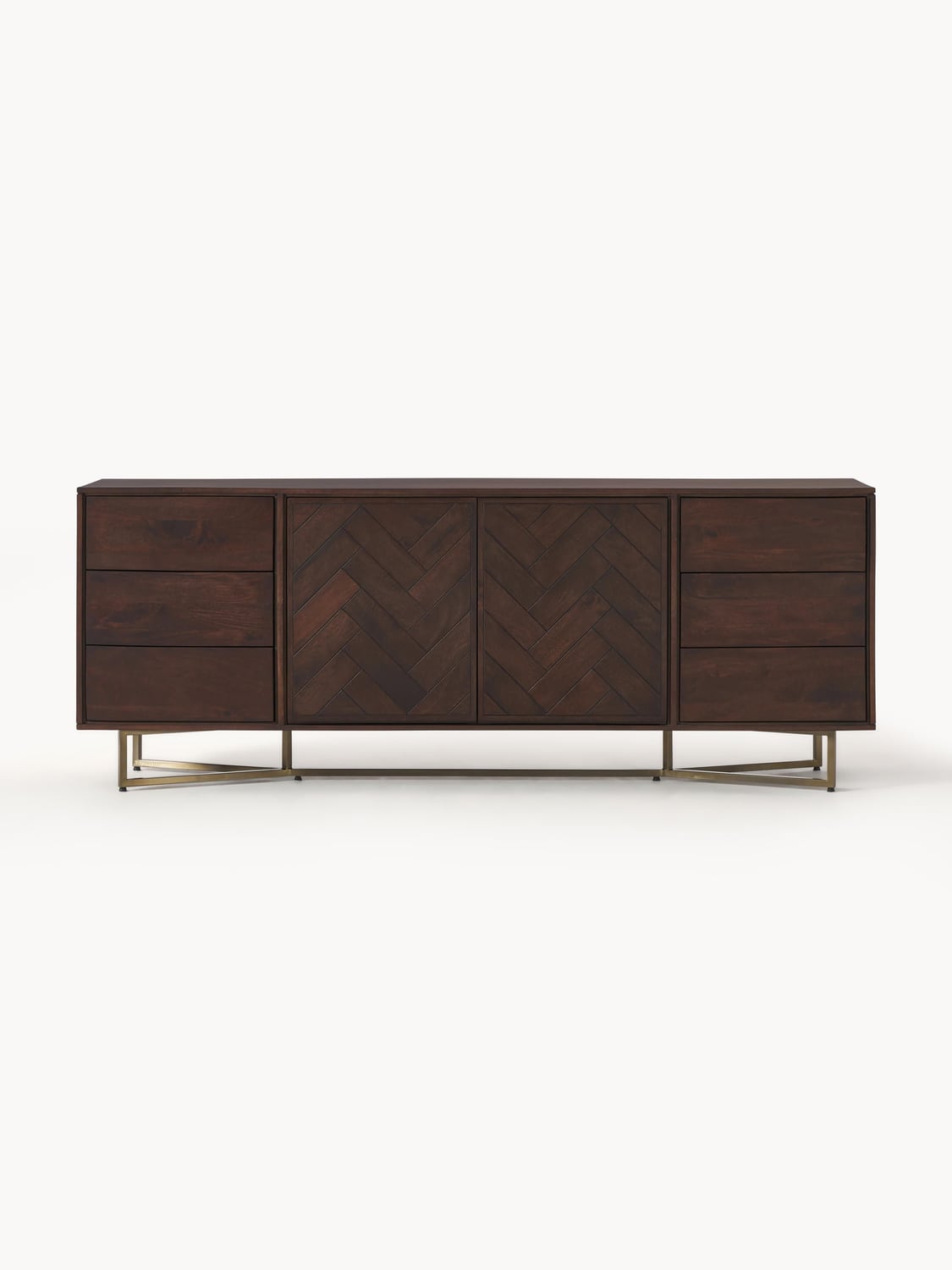 Luca XL-Sideboard in Mango Wood with Herringbone Pattern