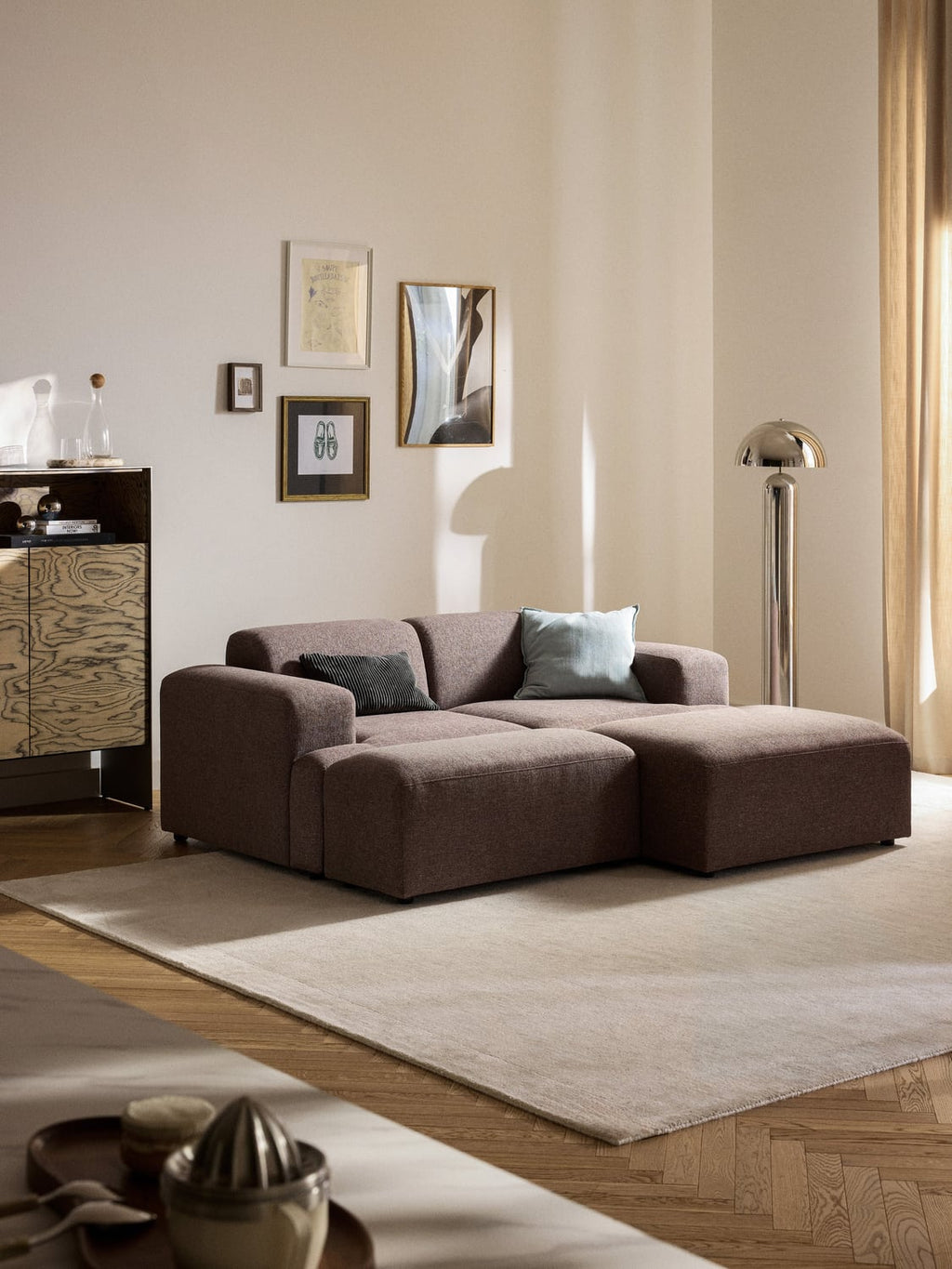 Melva Sofa Ottoman, B 99 x T 72 cm — Slate Grey