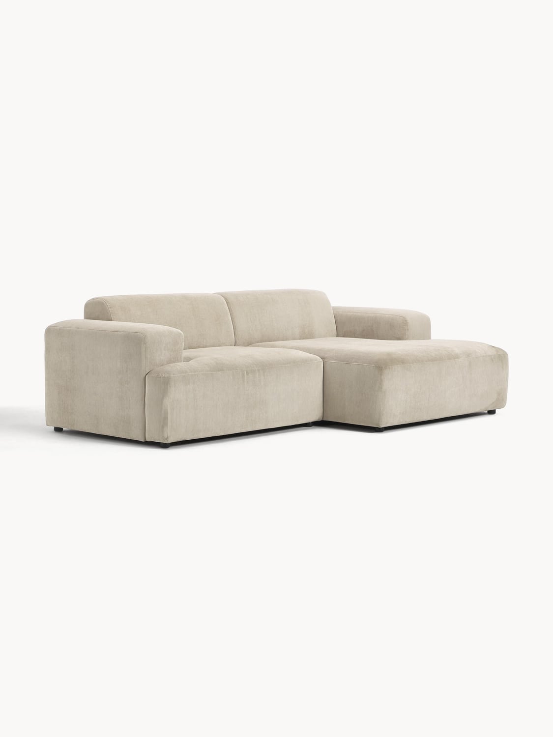 Melva Corduroy Corner Sofa (3-seater) — Oatmeal