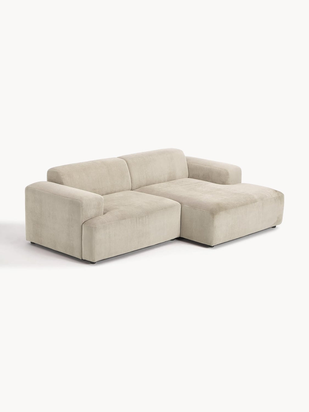 Melva Corduroy Corner Sofa (3-seater) — Oatmeal